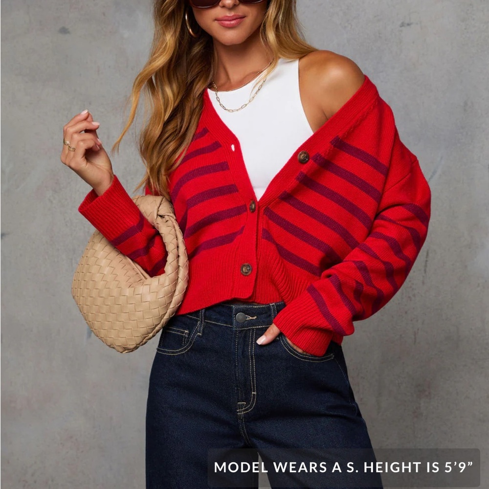 Vici Red and Blue Striped Cardigan